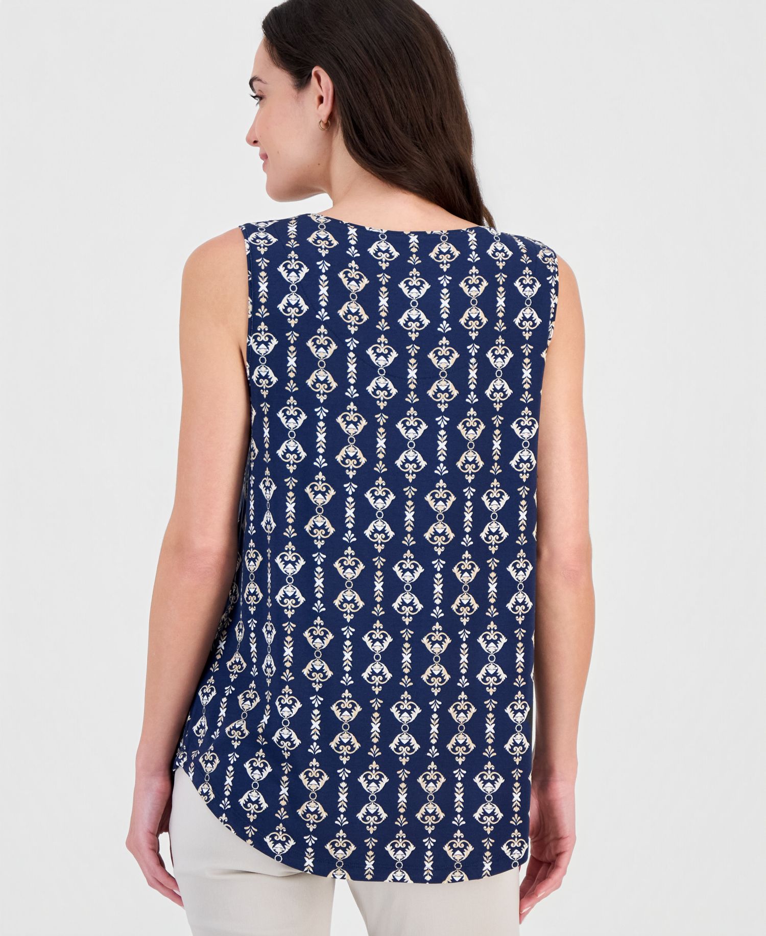 Women's Printed Scoop-Neck Sleeveless Tank Top