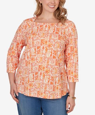 Plus Size Seashell Patchwork Knit Top