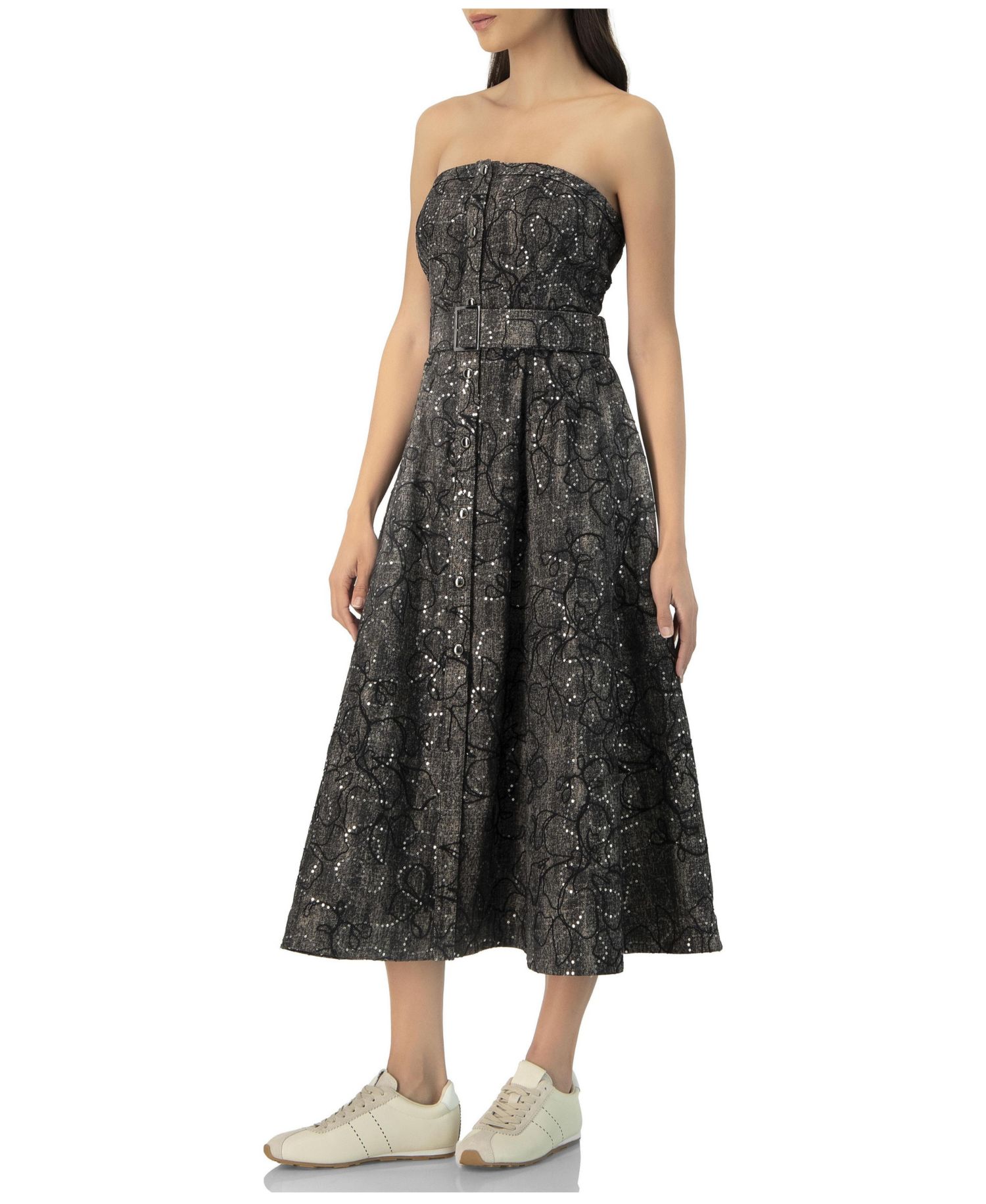 Women's Fantasy Denim Midi Strapless Dress