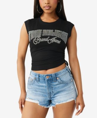 True Religion Women's Crystal Side Ruch Baby Top - Macy's