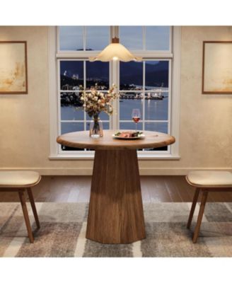 31.5" Round Dining Table for 4, Wood Kitchen Table, Small Dinner Table