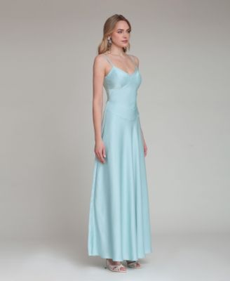 Women's V-Neck Laced-Up Bias Cut Gown Dress