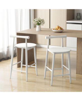 Counter Height Bar Chair Set with Acacia Wood Frame and Supporting Legs