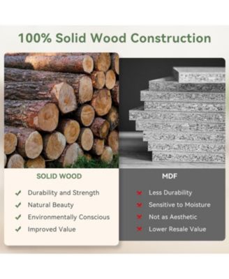 63" Solid Wood Bench, 2-Tier Shoe Rack, Farmhouse Entryway Bench with Storage Shelf, Kitchen Dining Bench