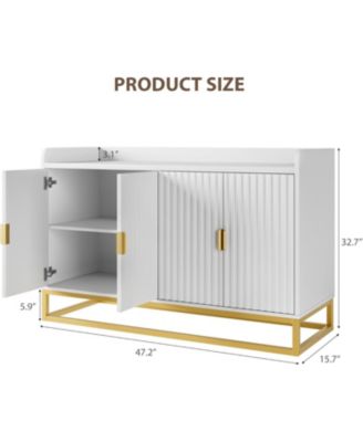 47.2 Inch Fluted Sideboard Modern Kitchen Cabinet with Adjustable Shelves