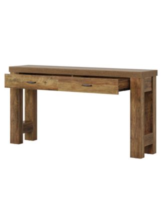 63" Console Table with 2 Drawers, Farmhouse Entryway Table with H-Shaped Sturdy Legs