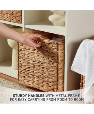 Water Hyacinth Storage Cube Bin Baskets, Set of 6