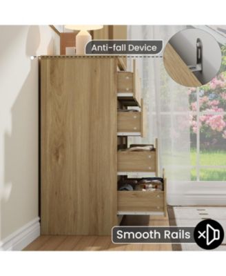 Wooden Dresser with 8 Drawers, Tall Modern Closet with Deep Storage, Large Chest of Drawers with Wide Top, Long Storage Dresser for Bedroom