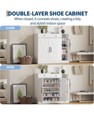  Shoe Cabinet for Entryway with Doors