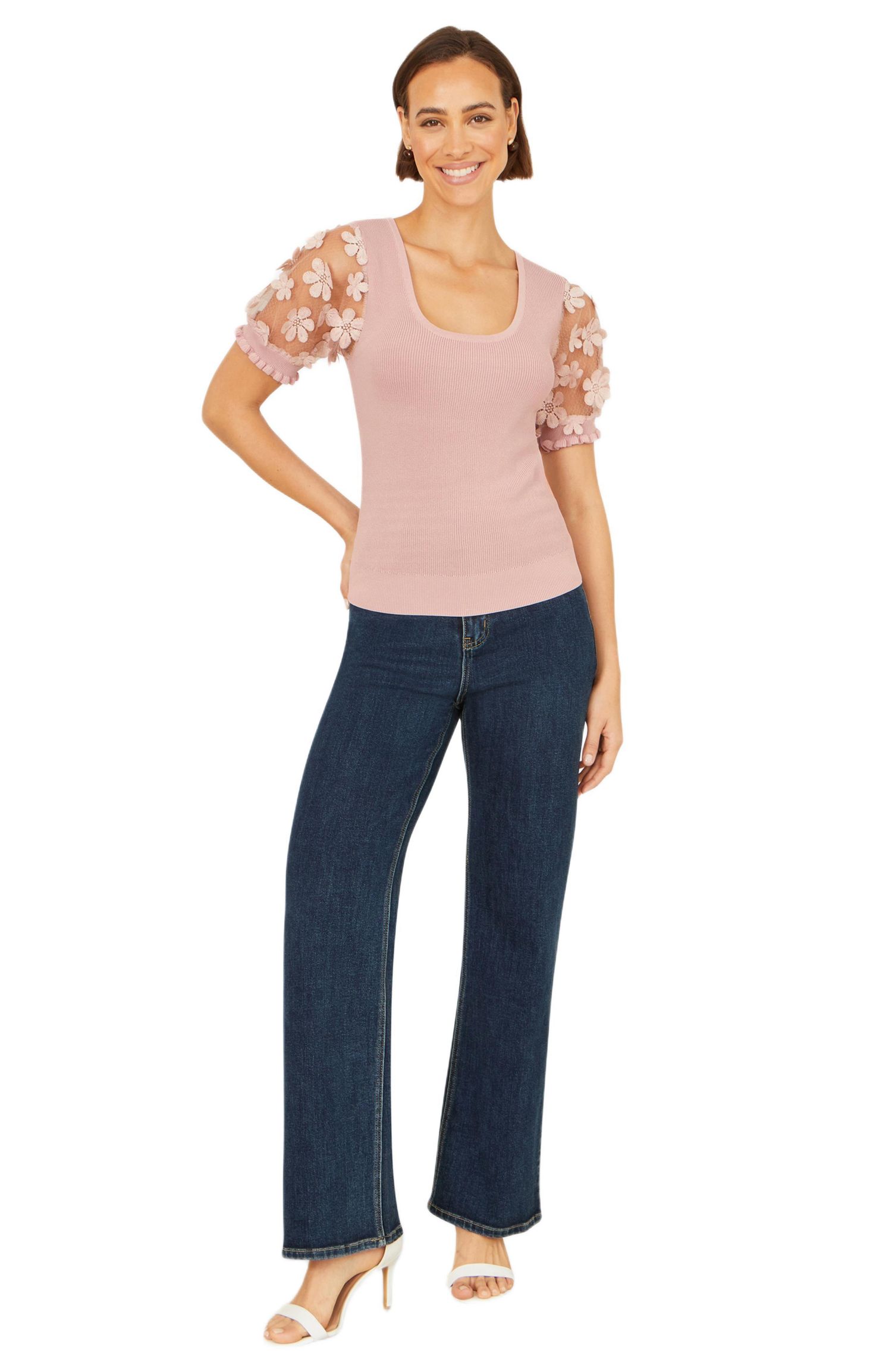 Women's Floral Applique Knitted Top