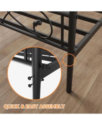 Twin Metal Platform Bed Frame, Fist Design Headboard & Footboard, Under-Bed Storage, No Box Spring Needed, Easy Assembly, Noise-Free