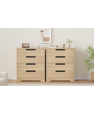 4-Drawer Modern Wood Dresser Bedroom Organizer with Embedded Handles, Storage Cabinet for Living Room, Nursery, Hallway