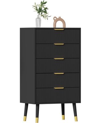 5 Drawer Dresser for Bedroom, Modern Closet Dressers Chest of Drawers, Wood Storage Dresser Chest Cabinet Organizer Unit