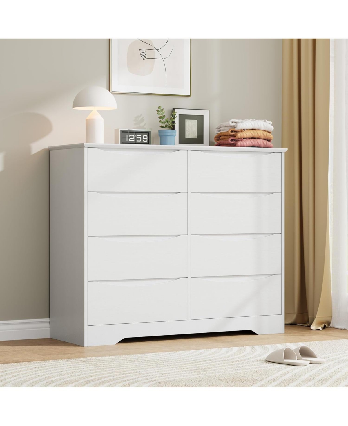 gaomon Wooden Dresser with 8 Drawers, Tall Modern Closet with Deep Storage, Large Chest of Drawers with Wide Top, Long Storage Dresser for Bedroom - W