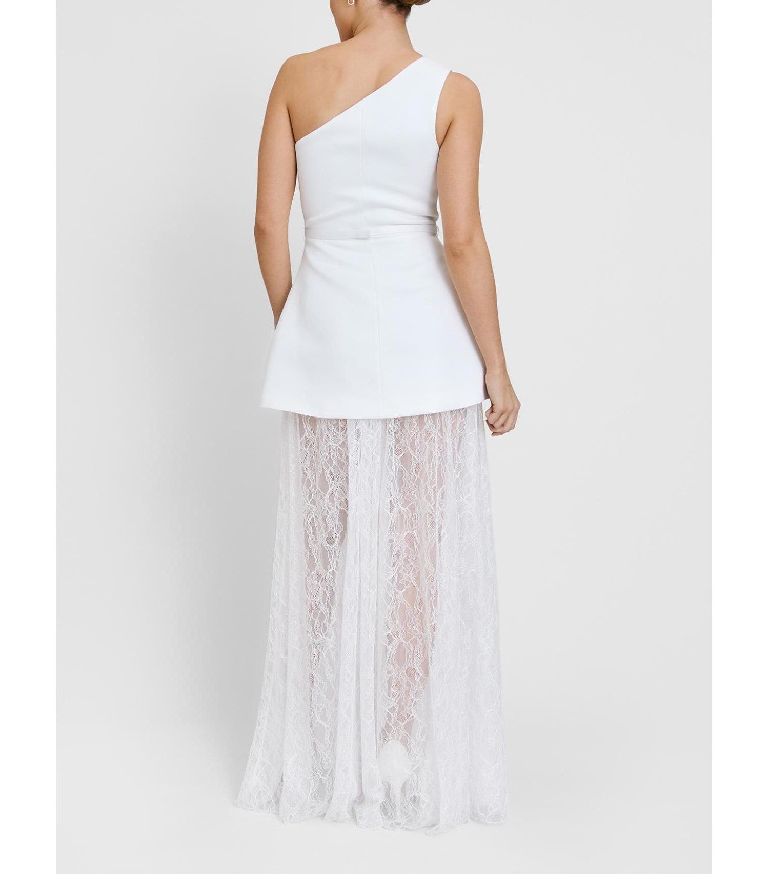Women's One Shoulder Satin Lace Skirt Dress