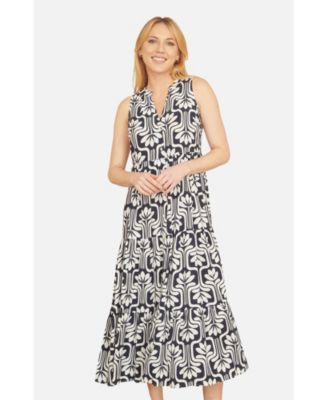 Women's Retro Print Relaxed Midi Dress