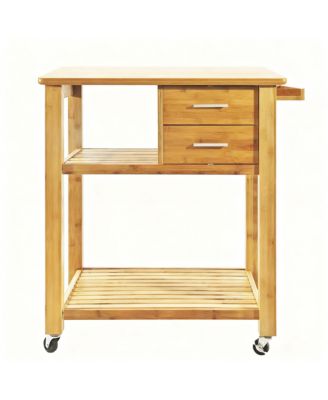 Kitchen Island Cart with Drawers, Shelves, Towel Rack, Casters