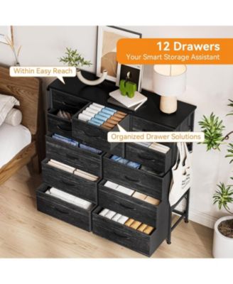 12 Drawer Dresser with Fabric Bins,Fabric Storage Tower,Closet Organizers and Storage for Bedroom,Hallway&Entryway.
