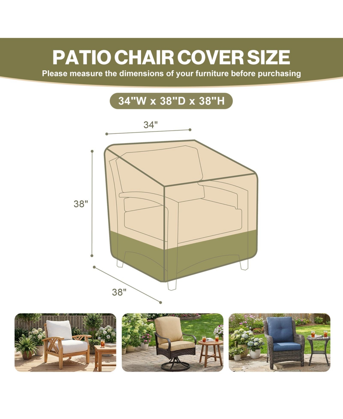 Aoodor Heavy Duty Patio Chair Cover