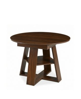 Extendable Round Dining Table for 4-8 People with Storage Shelf