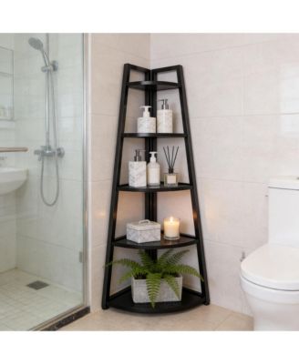 5-Tier Tall Corner Shelf, Ladder Display Shelf, Industrial Storage Organizer with 5 Open Shelves for Living Room, Home Office