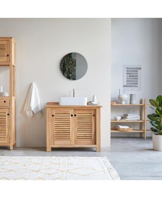 Solid Teak Wood Vanity Cabinet Wash-stand Modern Design Bathroom Furniture