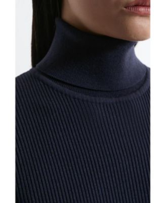 Women's Roll Neck Belted Flippy Hem Mini Dress