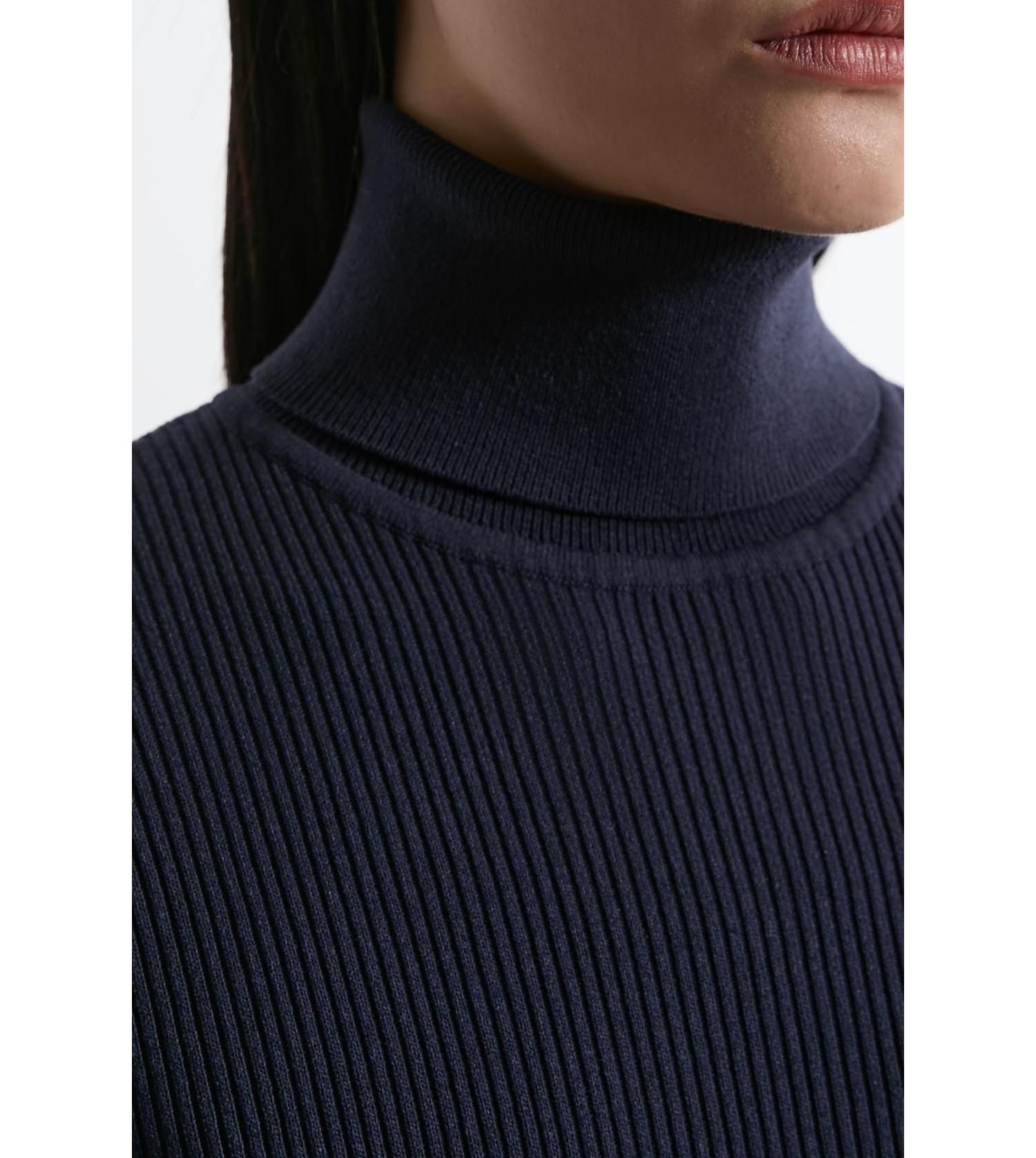 Women's Roll Neck Belted Flippy Hem Mini Dress