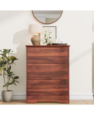 Wooden Dresser with 3 Drawers, Tall Modern Closet with Deep Storage, Large Chest of Drawers with Wide Top, Long Storage Dresser for Bedroom