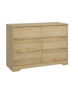 Wooden Dresser with 6 Drawers, Tall Modern Closet with Deep Storage, Large Chest of Drawers with Wide Top, Long Storage Dresser for Bedroom