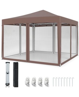 10x10 ft Pop-Up Canopy Tent with Mesh Netting, Instant Setup