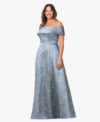  Plus Size Off-The-Shoulder A-Line Gown