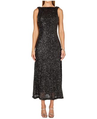 Women's Open Back Sleeveless Sequins Maxi Dress
