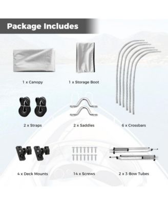 3-Bow Boat Bimini Top Sun Shade Boat Canopy with Storage Boot