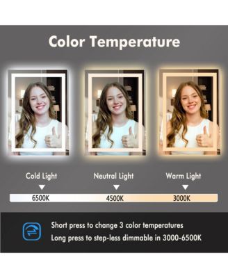 LED Bathroom Mirror 2028 Wall-Mounted Vanity Mirrors Stepless Dimmable Wall Mirrors, Backlit + Front Lit, Memory Function, Waterproof