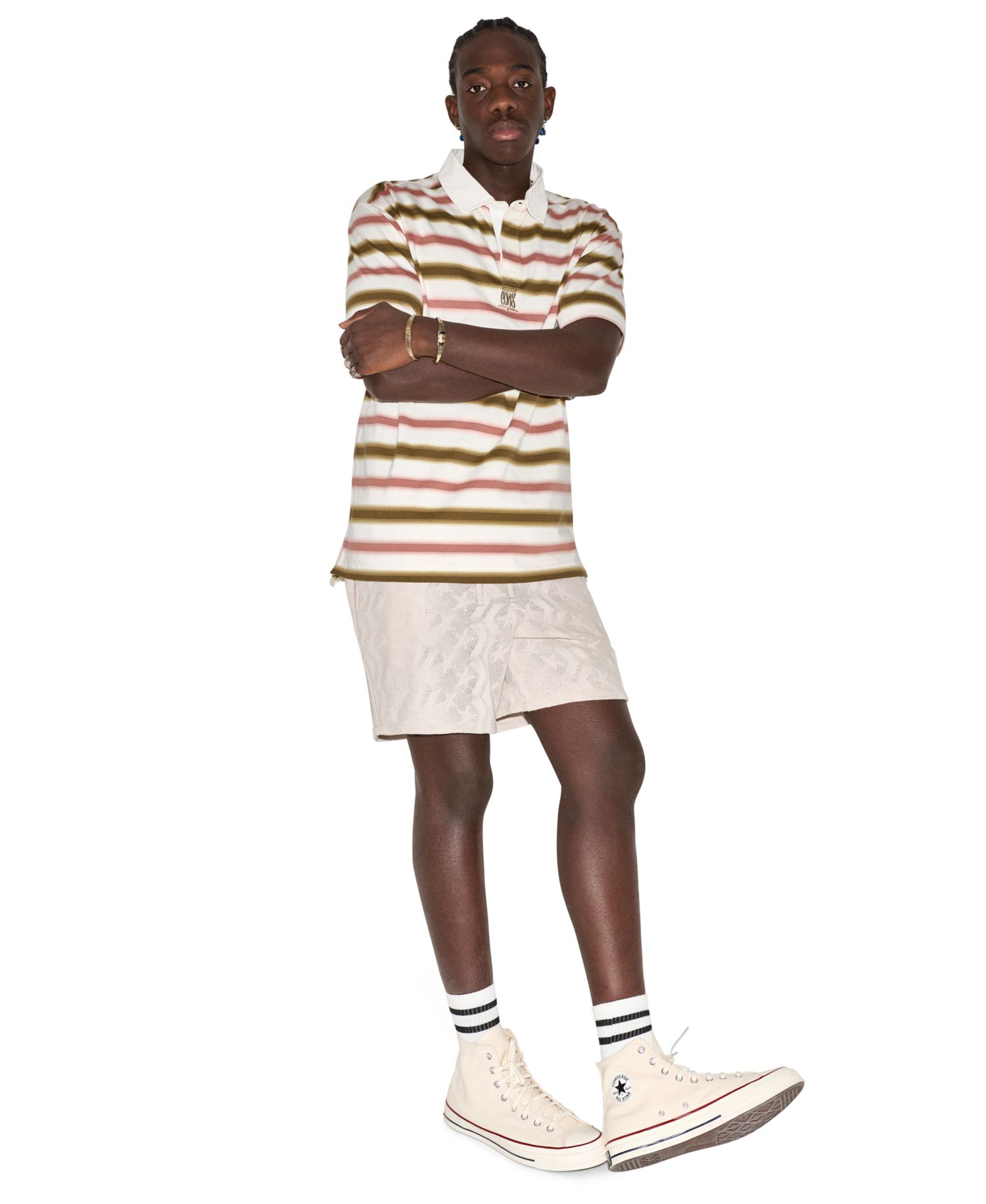 Men's Script Striped Short-Sleeve Polo Shirt