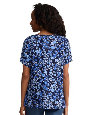 Women's Extend Shoulder Placket Round Neck Top