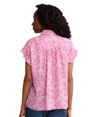 Women's V-Neck Button-Front Top