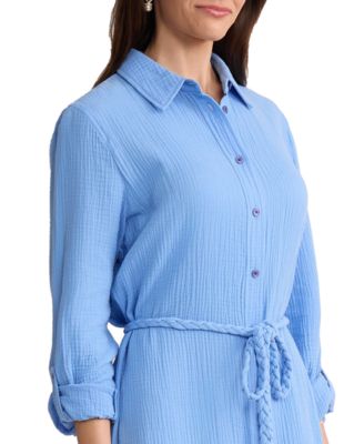 Women's Braided Belt Shirt Dress