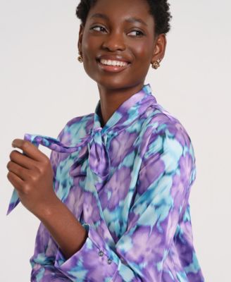 Women's Long-Sleeve Bow-Tie Neck Dress