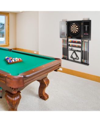 Wood 10 Billiard Pool Cue Rack & Dart Board Cabiner Combination Rack Only