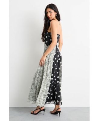 Women's Printed Bandeau Seam Detail Midi Dress