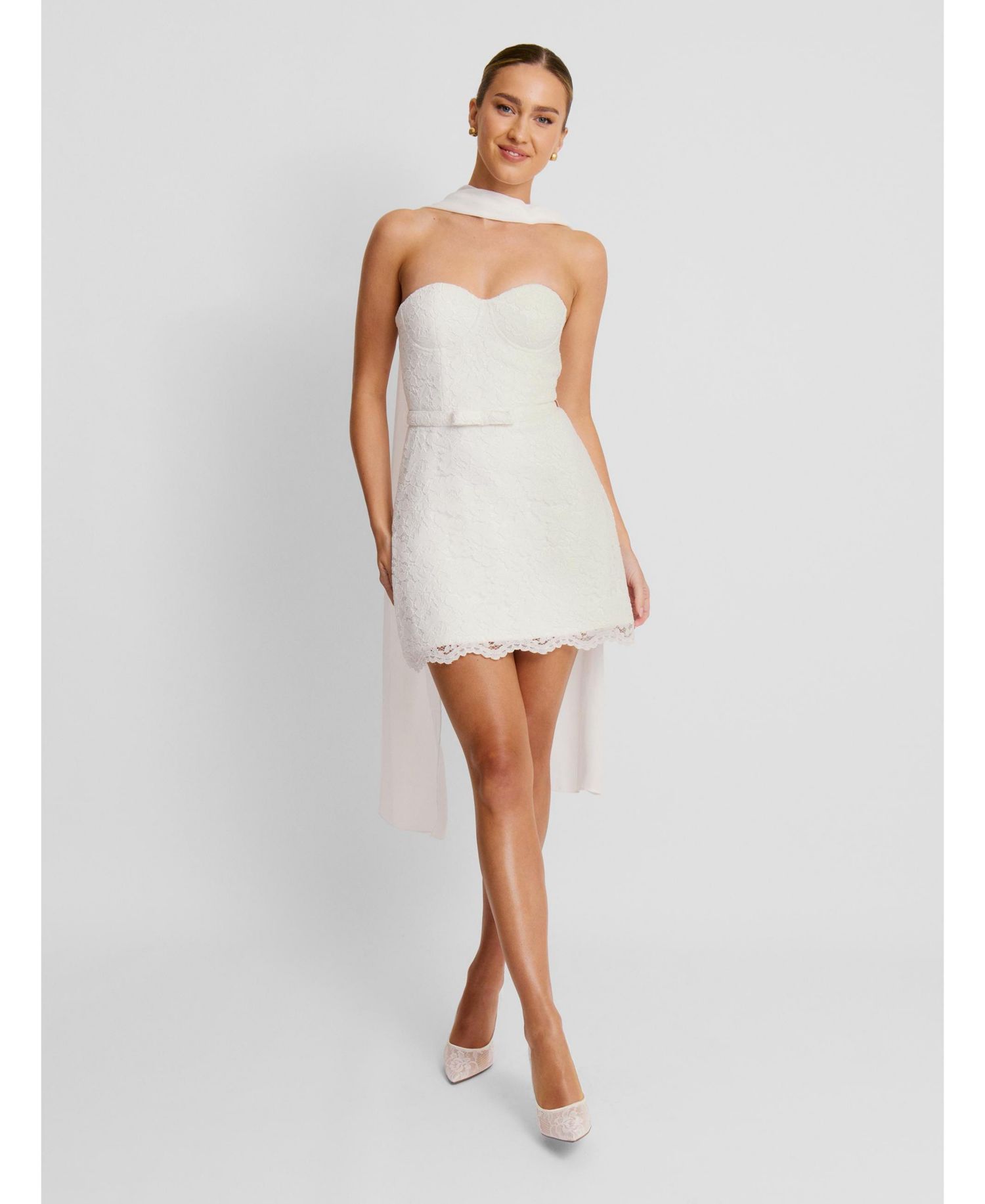 Women's Lace Bandeau Corset Mini Dress