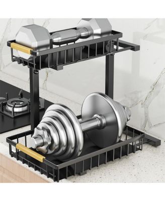 Under Sink Organizer, Under Kitchen Sink Organizers and Storage Basket, Slide Out 2 Tier Metal Shelf, Carbon Steel Pantry Cabinet Organizer