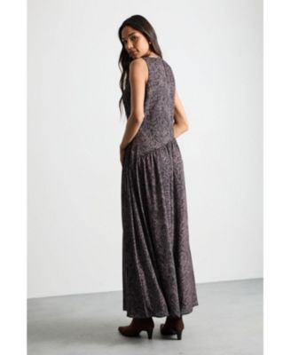 Women's Printed Chiffon Tiered Maxi Dress
