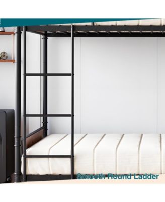 Twin Metal Bunk Bed Twin Over Twin With Ladders Tall Guardrail Space Saving For Kids Adults No Box Spring