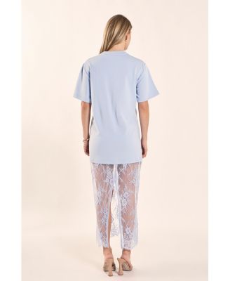 Women's Mixed Media Lace T-Shirt Dress