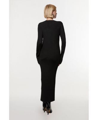 Women's Button Through Ribbed Maxi Dress