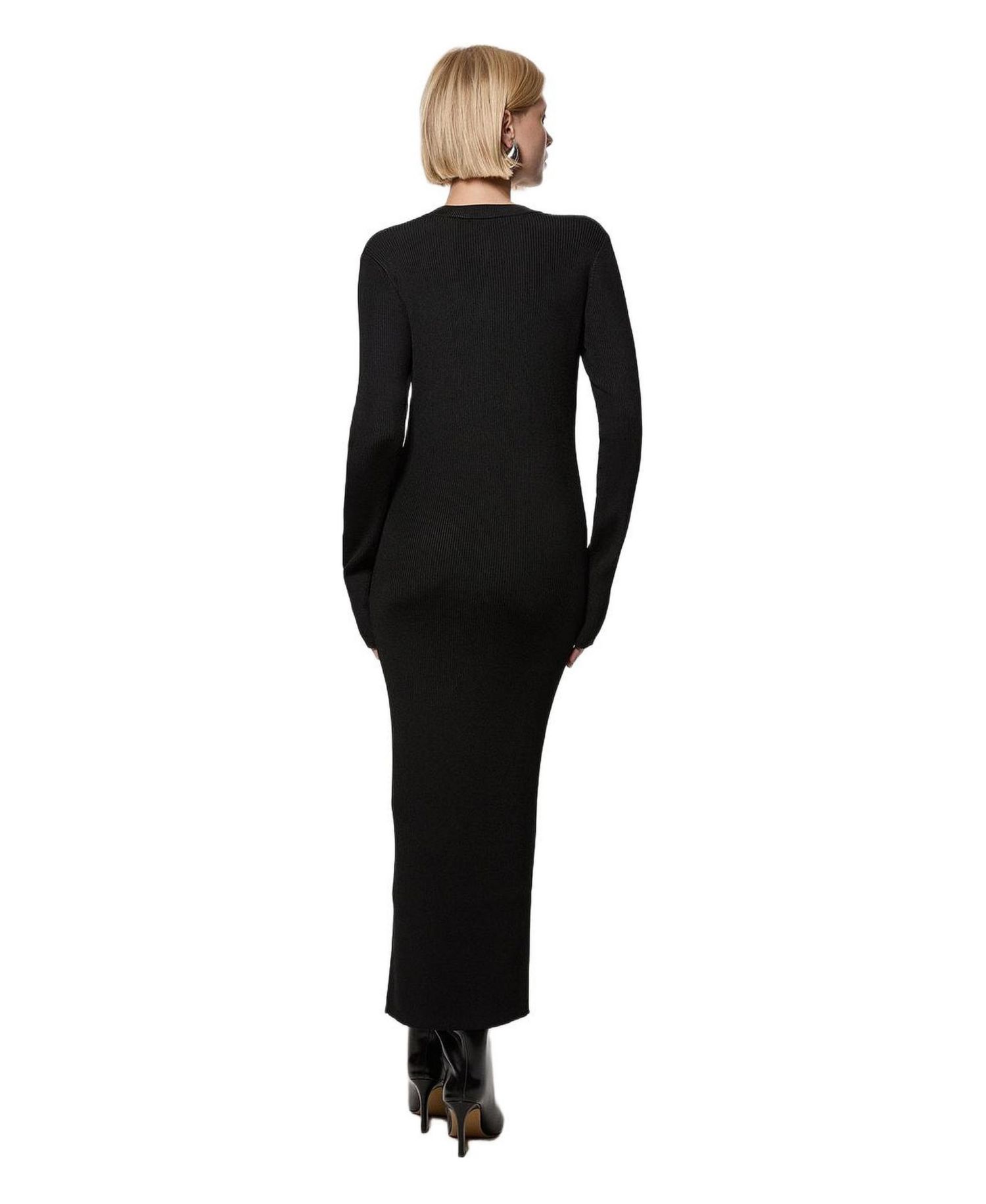 Women's Button Through Ribbed Maxi Dress