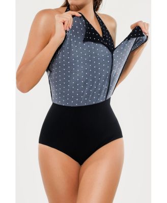 Women's Twist Front Halter Sporty One-piece Swimsuit WSWb61017